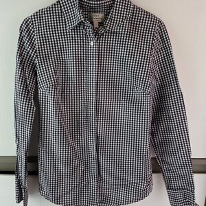 Black and White Checkered Women's Shirt, Stretch, Size S